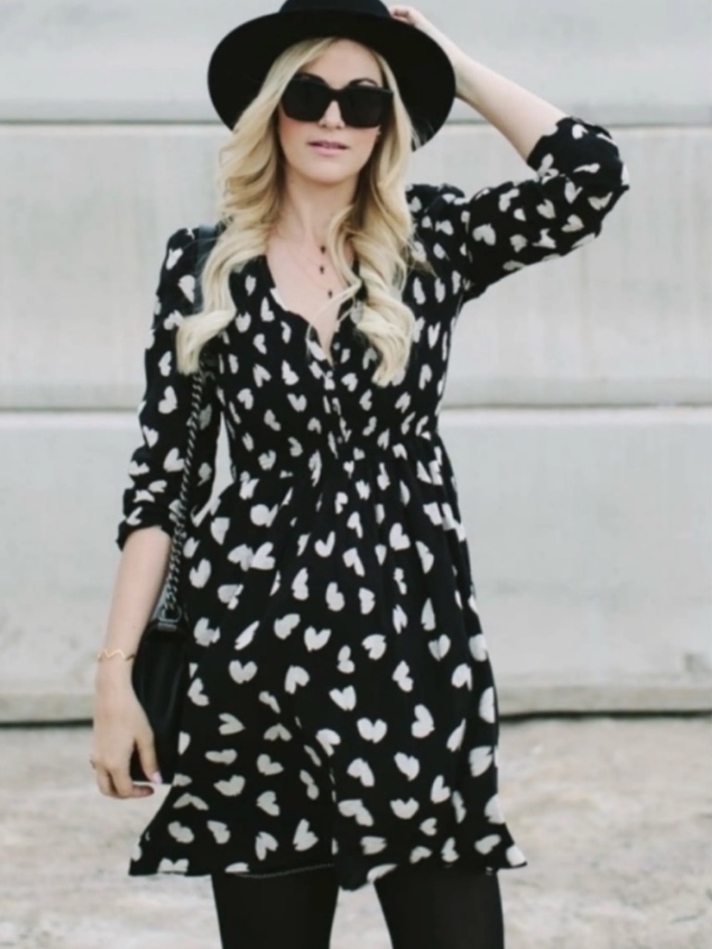 Maeve Black and White Heart Print Dress